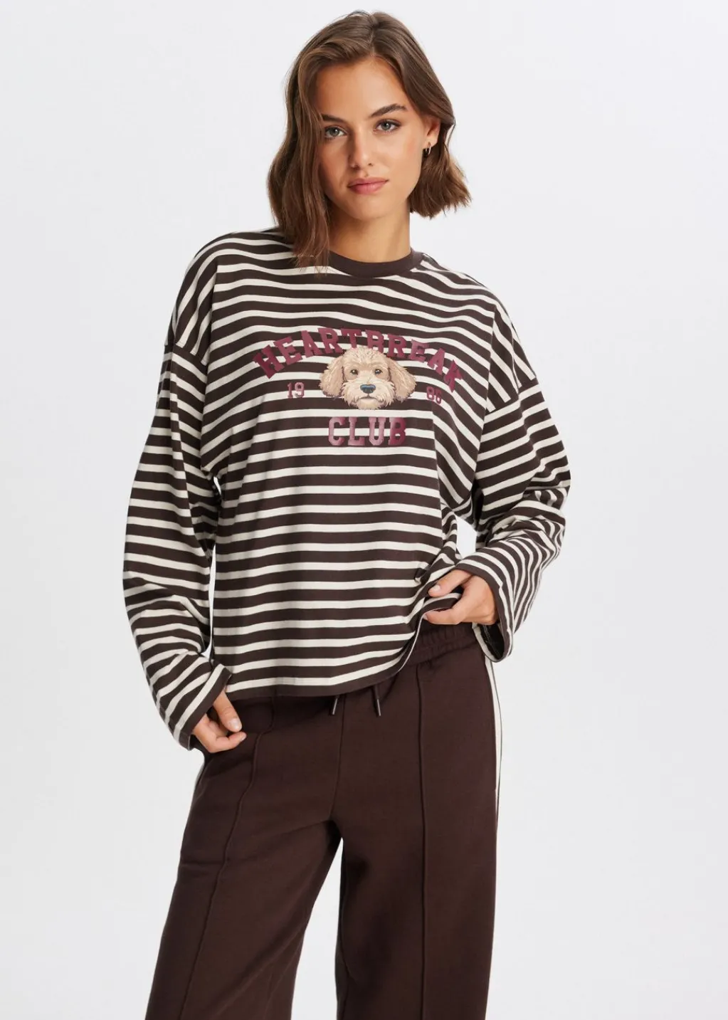 T-Shirts<The Sting Longsleeve met strepen donkerbruin
