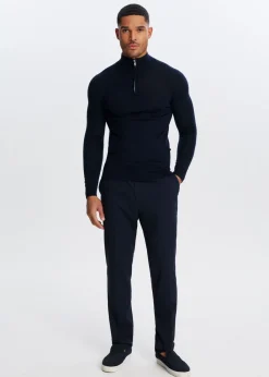 Truien En Vesten<The Sting Merinowol half zip trui donkerblauw