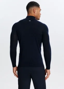 Truien En Vesten<The Sting Merinowol half zip trui donkerblauw