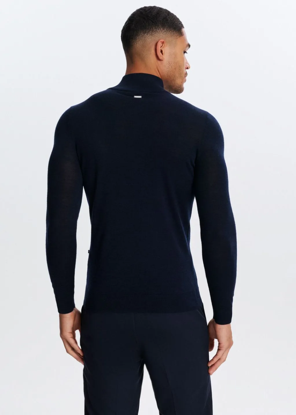 Truien En Vesten<The Sting Merinowol half zip trui donkerblauw