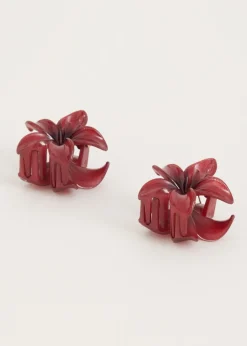 Haaraccessoires<The Sting Mini bloemen haarclip set bordeaux