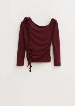 Tops<The Sting One shoulder top met roos bordeaux