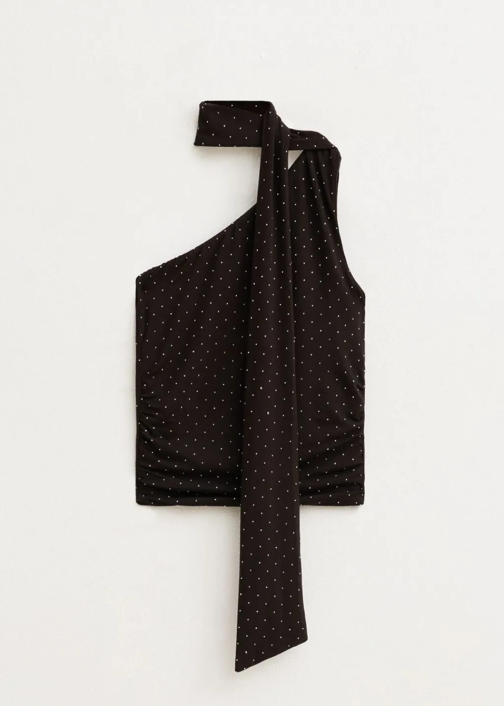 Tops<The Sting One shoulder top met sjaal donkerbruin