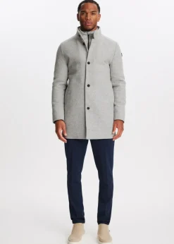 Jassen<The Sting Overcoat met logo grijs gem&ecirc;leerd