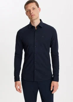 Overhemden<The Sting Overhemd piqué stretch donkerblauw