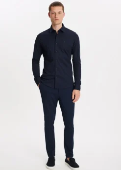 Overhemden<The Sting Overhemd piqué stretch donkerblauw