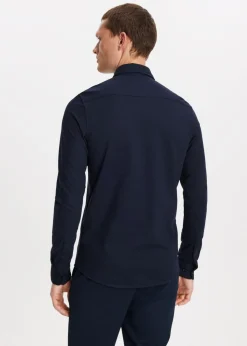 Overhemden<The Sting Overhemd piqué stretch donkerblauw