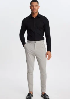 Basics|Overhemden<The Sting Overhemd piqué stretch zwart