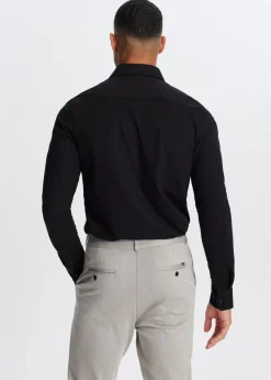 Basics|Overhemden<The Sting Overhemd piqué stretch zwart