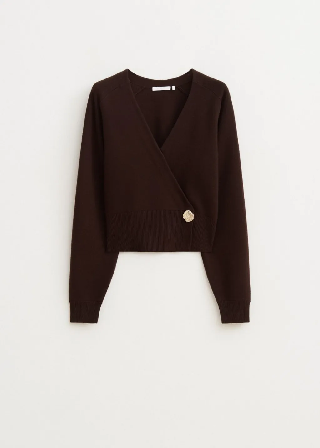 Truien En Vesten<The Sting Overlap trui met knoop donkerbruin