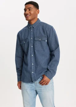 Overshirts<The Sting Overshirt met strepen indigo