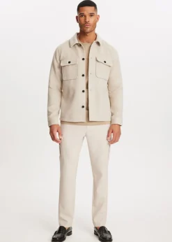 Overshirts<The Sting Overshirt met visgraatdetail zand