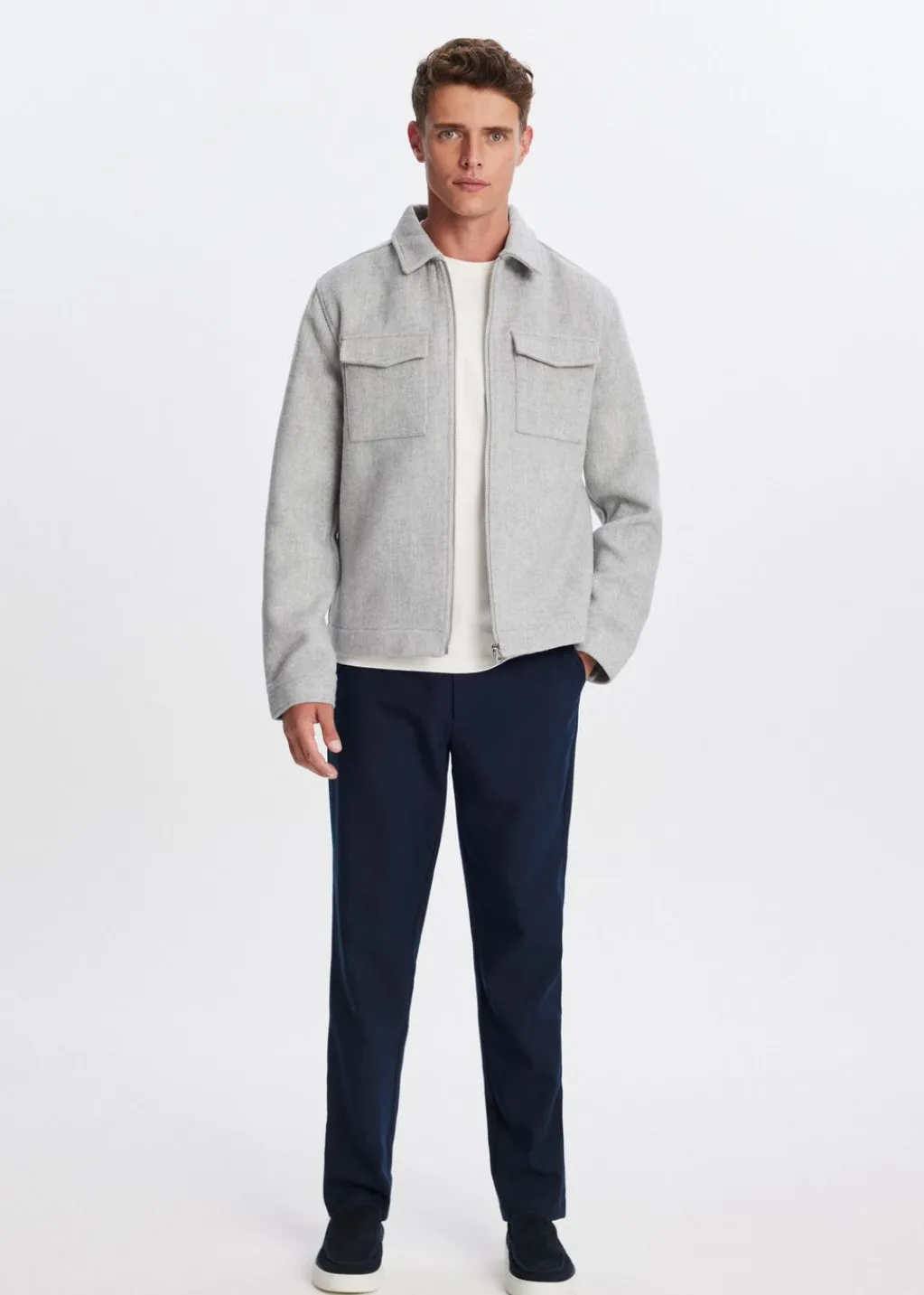 Overshirts<The Sting Overshirt met visgraatdetail grijs, licht melee