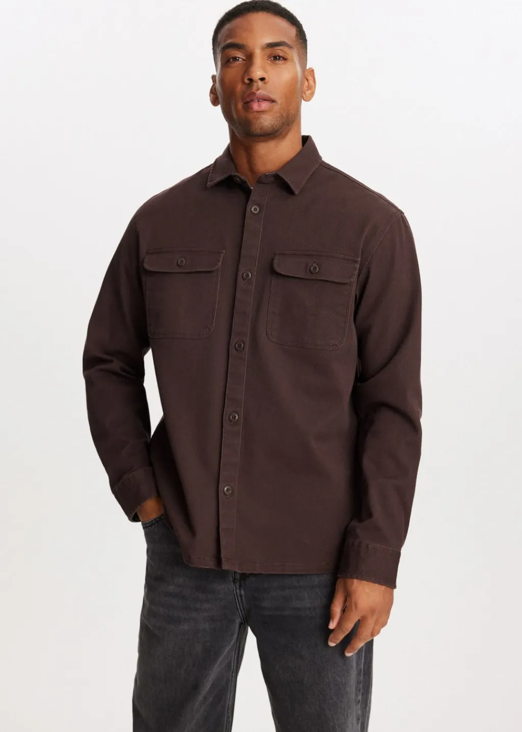 Overshirts<The Sting Overshirt met zakken donkerbruin