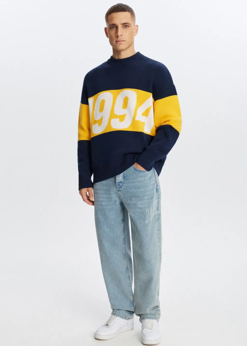 Truien En Vesten<The Sting Oversized colorblok trui donkerblauw