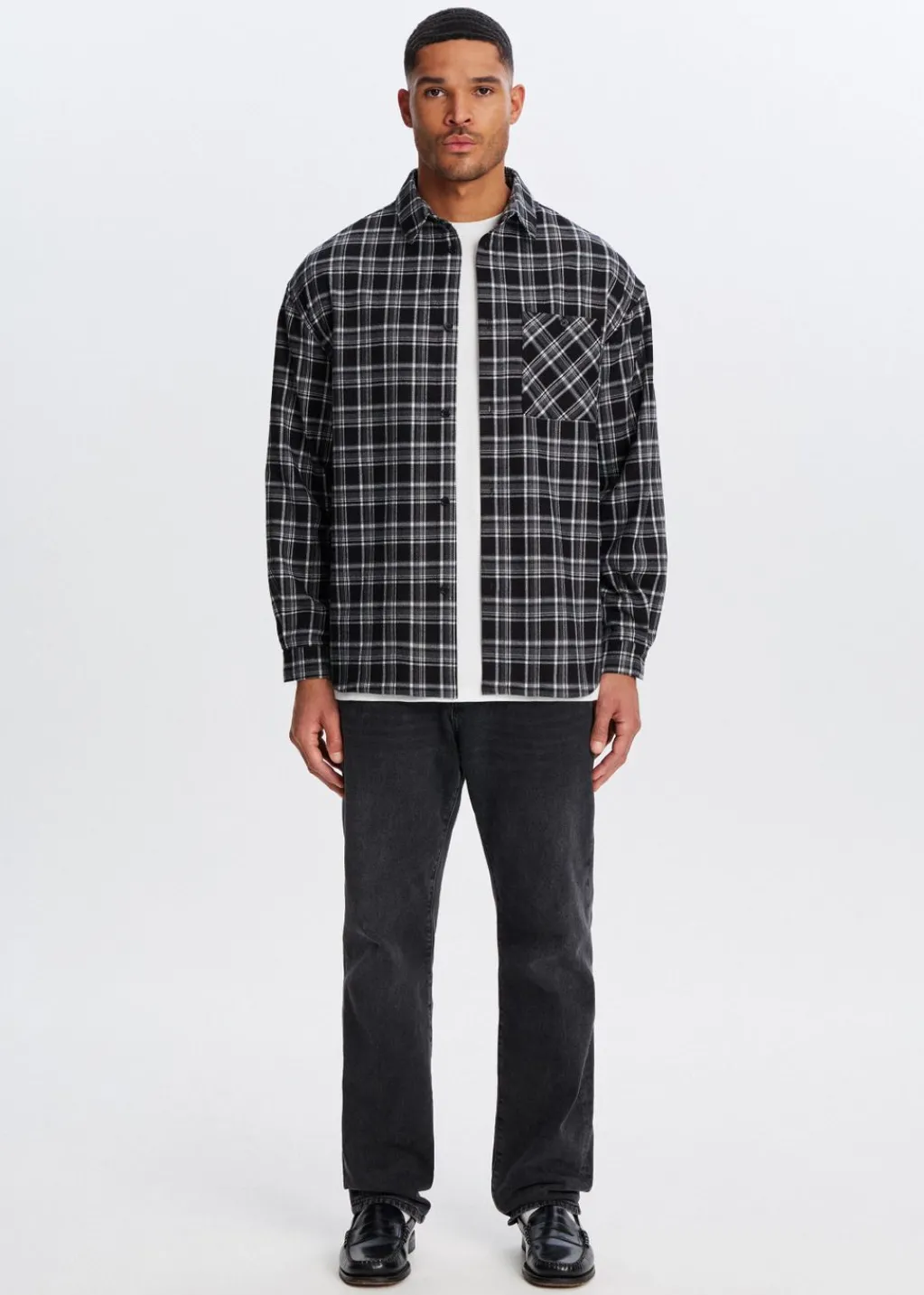 Overshirts<The Sting Oversized geruit overshirt zwart
