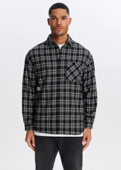 Overshirts<The Sting Oversized geruit overshirt zwart
