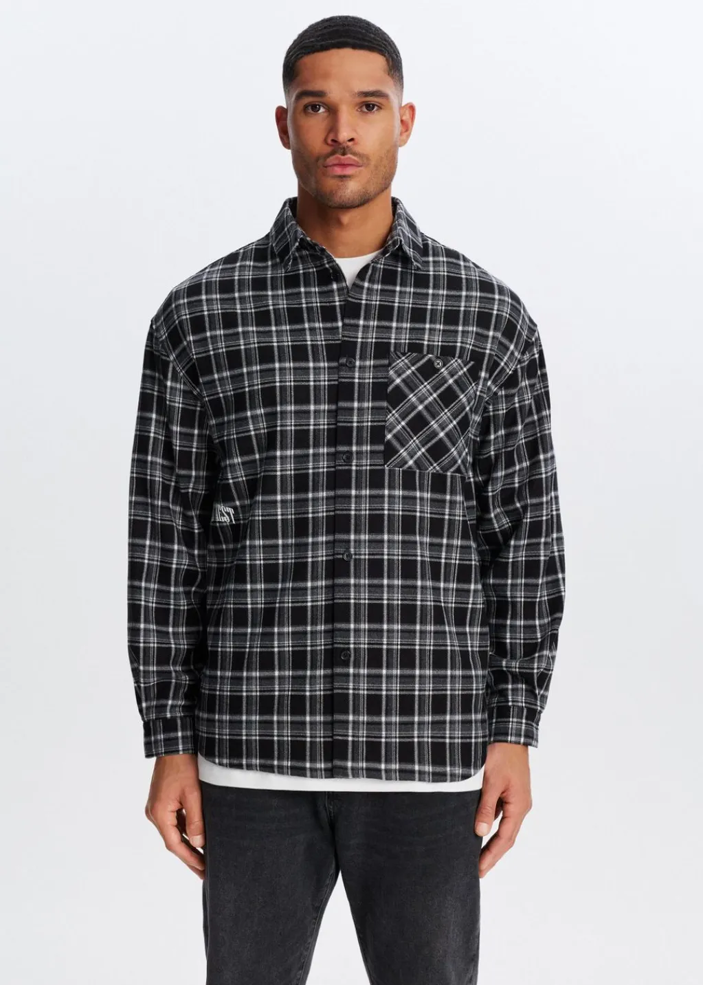 Overshirts<The Sting Oversized geruit overshirt zwart