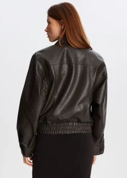 Jassen<The Sting Oversized imitatieleren jas donkerbruin