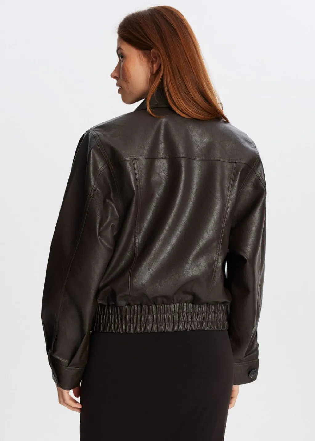 Jassen<The Sting Oversized imitatieleren jas donkerbruin