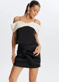 Tops<The Sting Pailletten strik top zwart