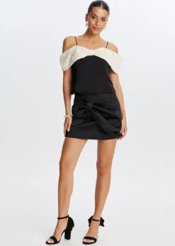 Tops<The Sting Pailletten strik top zwart