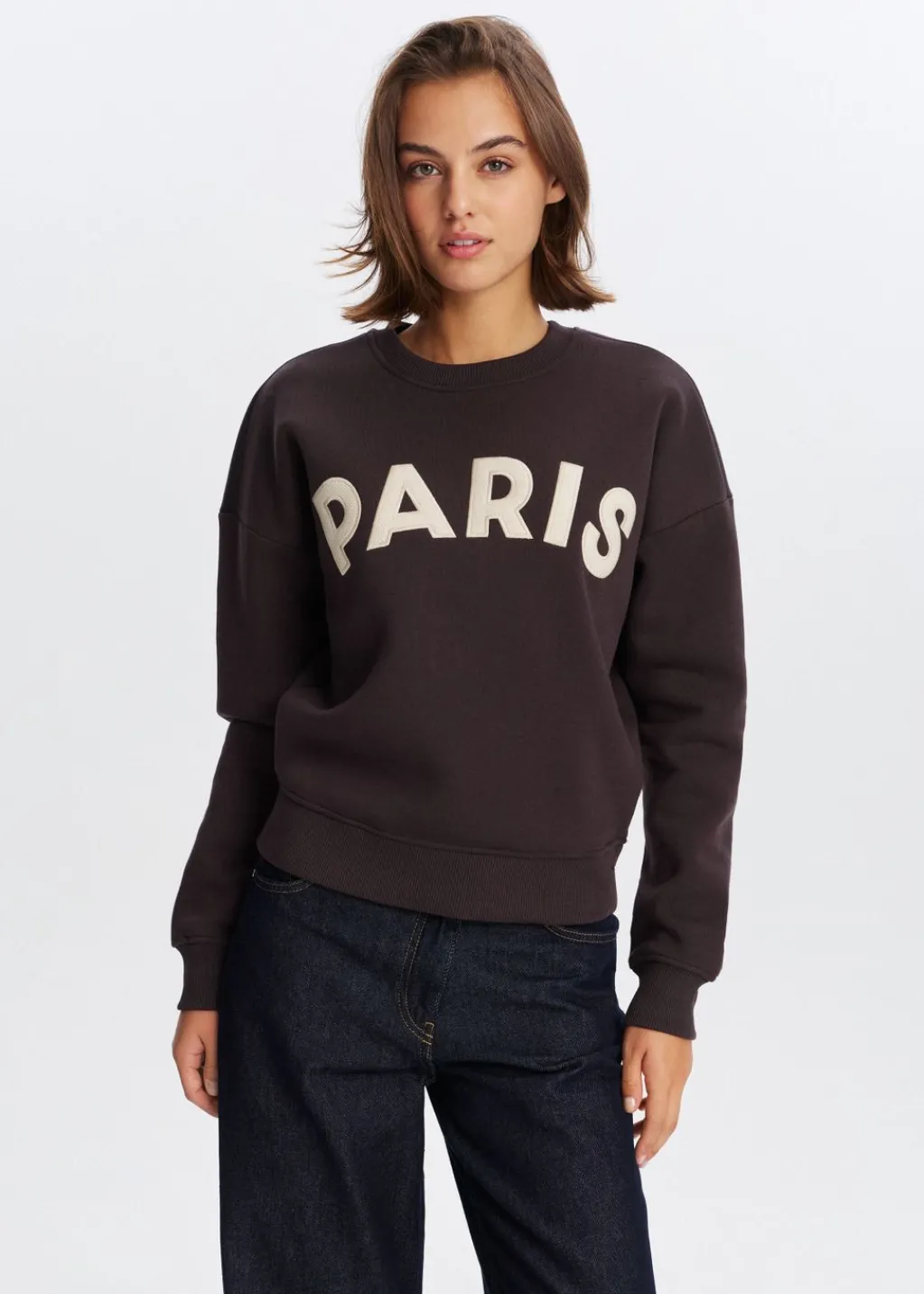 Sweaters En Hoodies<The Sting Paris geborduurde sweater donkerbruin