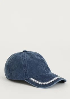 Petten<The Sting Pet met kant donkerblauw