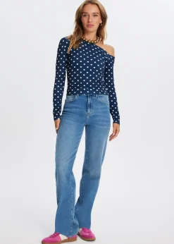 Tops<The Sting Polkadot longsleeve donkerblauw