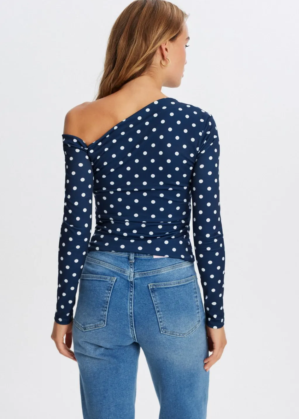 Tops<The Sting Polkadot longsleeve donkerblauw