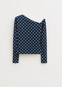 Tops<The Sting Polkadot longsleeve donkerblauw
