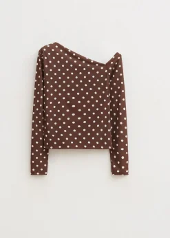 Tops<The Sting Polkadot longsleeve donkerbruin