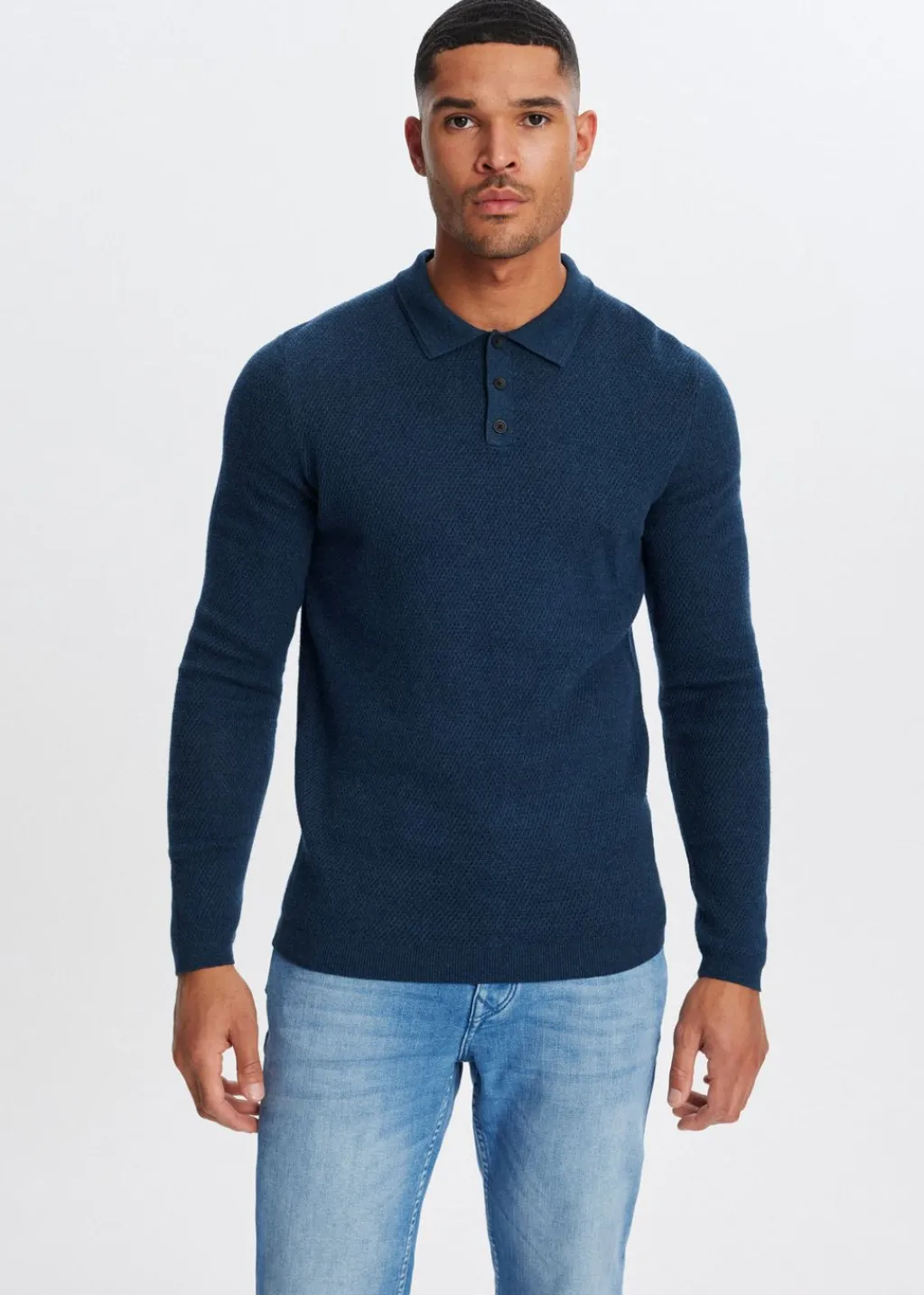 Polo's|Truien En Vesten<The Sting Polo met honinggraatdetail petrol