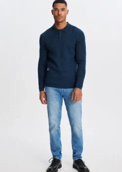Polo's|Truien En Vesten<The Sting Polo met honinggraatdetail petrol