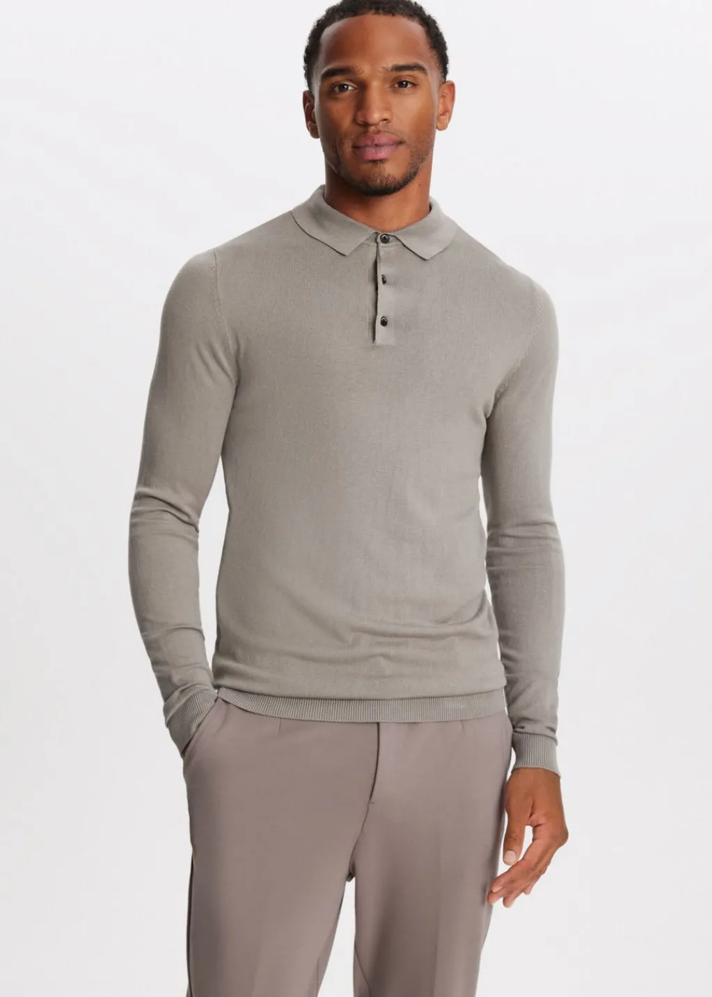 Polo's|Truien En Vesten<The Sting Polo met lange mouwen toffee
