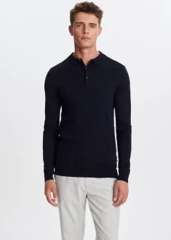 Polo's|Truien En Vesten<The Sting Polo met lange mouwen donkerblauw