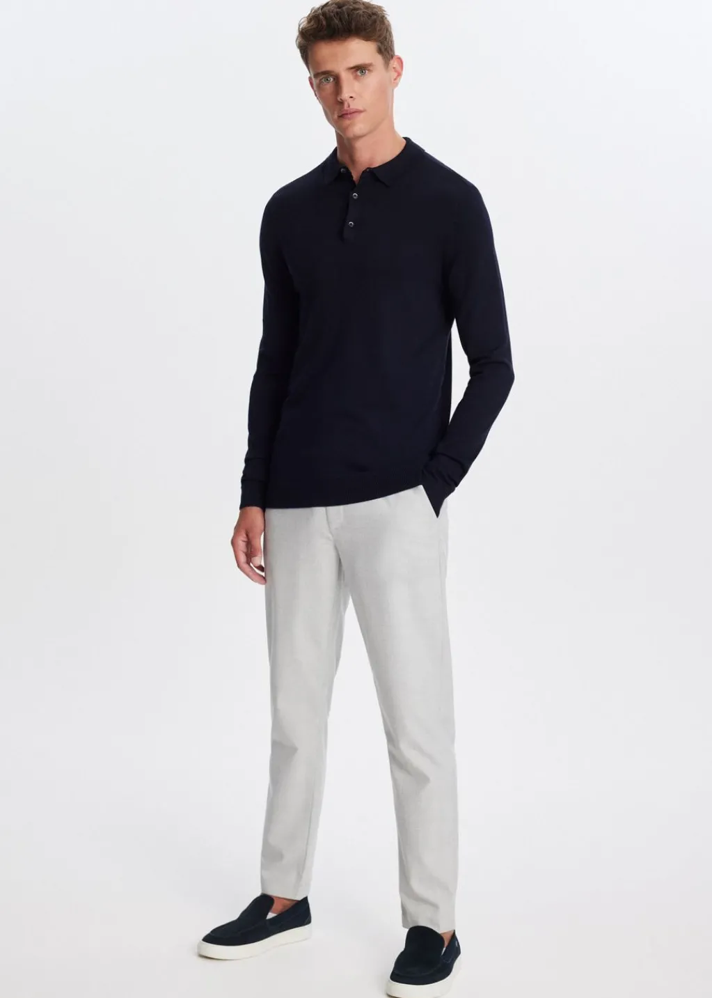 Polo's|Truien En Vesten<The Sting Polo met lange mouwen donkerblauw