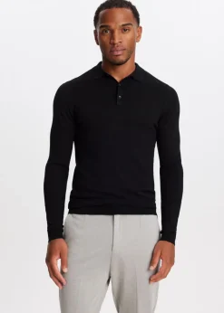 Polo's|Truien En Vesten<The Sting Polo met lange mouwen zwart