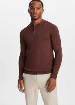 Polo's|Truien En Vesten<The Sting Polo met lange mouwen cognac, donker