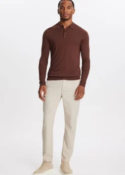Polo's|Truien En Vesten<The Sting Polo met lange mouwen cognac, donker