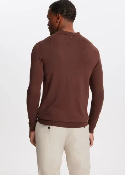 Polo's|Truien En Vesten<The Sting Polo met lange mouwen cognac, donker