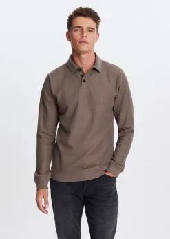 Polo's|T-Shirts<The Sting Polo met rib structuur lichtbruin