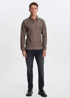 Polo's|T-Shirts<The Sting Polo met rib structuur lichtbruin