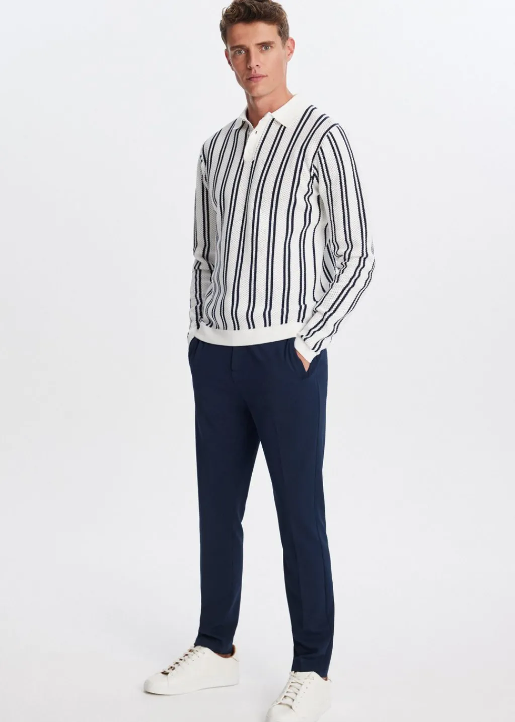 Polo's|Truien En Vesten<The Sting Polo met strepen donkerblauw