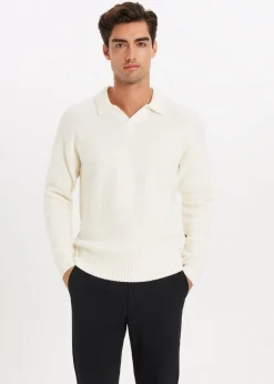 Polo's|Truien En Vesten<The Sting Polo met structuurdetails wit, off-white