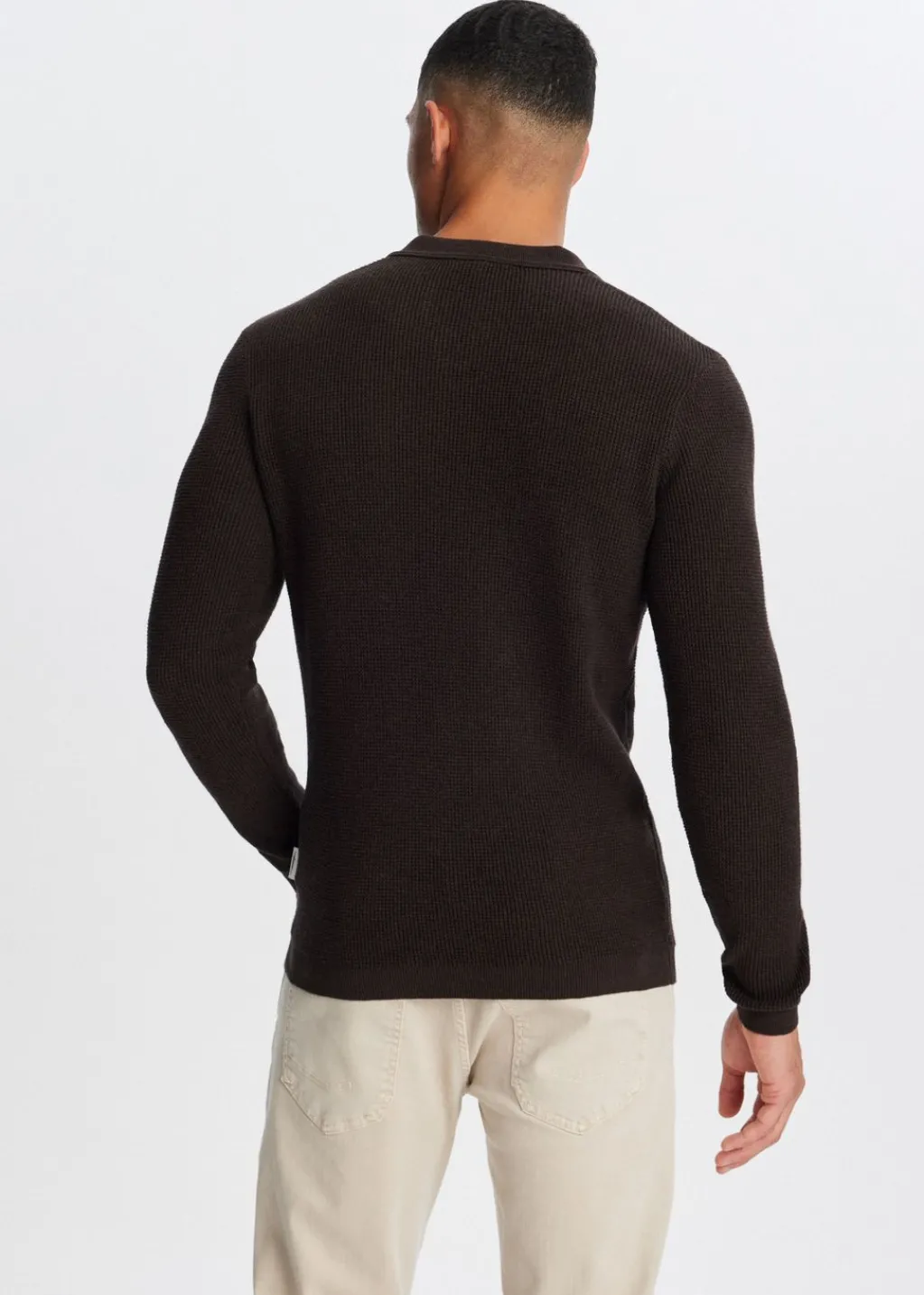 Polo's|Truien En Vesten<The Sting Polo met wafelstructuur donkerbruin