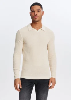 Polo's|Truien En Vesten<The Sting Polo met wafelstructuur ecru