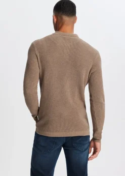 Polo's|Truien En Vesten<The Sting Polo met wafelstructuur bruin gem&ecirc;leerd