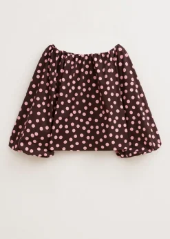 Tops<The Sting Puff sleeve off-shoulder top donkerbruin