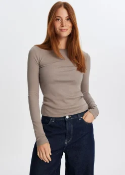 T-Shirts<The Sting Rib t-shirt met lange mouwen taupe